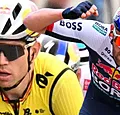 Wout van Aert deelt prikje uit aan winnaar Jordi Meeus