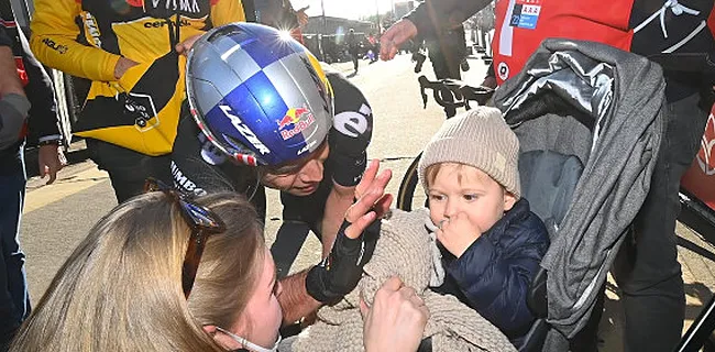 'Kleine van Aert waakt schattig over papa Wout'